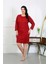 Moda Kadın Büyük Beden Penye Gecelik Ev Elbisesi Kırmızı 2