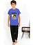 Moda Erkek Çocuk Kısa Kol Penye Pijama Takım Saks 1
