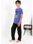 Moda Erkek Çocuk Kısa Kol Penye Pijama Takım Saks 3