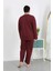 Moda Kadın Büyük Beden Uzun Kol Penye Pijama Takımı Bordo 5