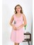 Moda Kadın Kalın Askılı Penye Gecelik Pembe 7