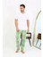 Moda Erkek Ekoseli Desen Penye Tek Alt Pijama Yeşil 2