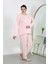 Moda Kadın Büyük Beden Uzun Kol Penye Pijama Takımı Pembe 2