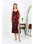 Moda Kadın Ip Askılı Uzun Parlak Micro Elbise Gecelik Bordo 5