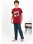 Moda Erkek Çocuk Kısa Kol Penye Pijama Takım Bordo 4
