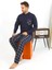 Moda Erkek Uzun Kol Penye Lacivert Pijama Takımı 5