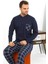 Moda Erkek Uzun Kol Penye Lacivert Pijama Takımı 7