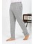 Moda Erkek Ekoseli Desen Penye Tek Alt Pijama Gri 4