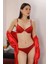 Moda Kadın Destekli Aksesuarlı Sütyen Takım Kırmızı 1