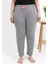 Moda Kadın Pamuklu Büyük Beden Alt Pijama Gri 5