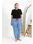 Moda Kadın Pamuklu Büyük Beden Alt Pijama Mavi 1