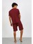 Moda Erkek Pamuk Lakost Alt Üst Kaprili Pijama Takım Bordo 5