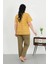Moda Kadın Büyük Beden Kısa Kol Penye Pijama Takımı Sarı 4