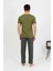 Moda Erkek Pamuk Kısa Kol Pijama Takım Haki 7
