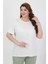 Moda Kadın Büyük Beden Kısa Kol Penye Pijama Takımı Beyaz 2