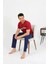 Moda Erkek Pamuk Kısa Kol Pijama Takım Bordo 3