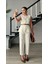 Beyaz Kemerli Duble Crep Pantolon 2