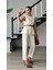 Beyaz Kemerli Duble Crep Pantolon 4