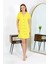 Moda Kadın Pamuk Penye Kısa Kol Düğmeli Sarı Tunik Gecelik 5