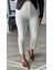 Beyaz Paça Yırtmaçlı Likralı Kumaş Pantolon 2