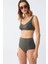 Moda Kadın Basic Haki Pedli Yüksek Bel Bikini Takımı 3