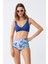 Moda Kadın Pedli Yaprak Desenli Yüksek Bel Sax Bikini Takımı 4