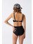 Moda Kadın Siyah Pedli Kare Yaka Yüksek Bel Bikini Takımı 5
