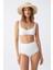 Moda Kadın Basic Beyaz Pedli Yüksek Bel Bikini Takımı 4