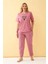 Moda Kadın Somon "trust Your Heart" Yazılı Büyük Beden Pijama Takımı 4