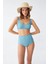 Moda Kadın Basic Turkuaz Pedli Yüksek Bel Bikini Takımı 1