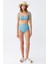 Moda Kadın Basic Turkuaz Pedli Yüksek Bel Bikini Takımı 2