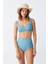 Moda Kadın Basic Turkuaz Pedli Yüksek Bel Bikini Takımı 4