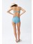 Moda Kadın Basic Turkuaz Pedli Yüksek Bel Bikini Takımı 5