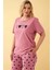 Moda Kadın Somon Kalp Desenli Büyük Beden Kapri Pijama Takımı 4