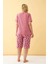 Moda Kadın Somon Kalp Desenli Büyük Beden Kapri Pijama Takımı 5
