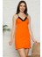 Moda Ip Askılı Penye Gecelik Turuncu 1