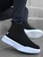 BA0150 Bağcıksız Bantlı Erkek Yüksek Taban Siyah Spor Bot 4
