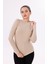 Kadın Ekru Uzun Kol Body - Bisiklet Yaka 3