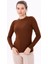 Kadın Kahverengi Uzun Kol Body - Bisiklet Yaka 1