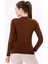 Kadın Kahverengi Uzun Kol Body - Bisiklet Yaka 2