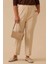Kadın Büyük Beden Elastik Bel Bilek Boy Pantolon - Bej 1