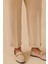 Kadın Büyük Beden Elastik Bel Bilek Boy Pantolon - Bej 5