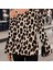 Mdb Kadın Uzun Kollu Tek Omuzu Açık Tokalı Leopar Desenli Modal Bluz 5