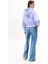 Kadın Boxy Fit Cropped Kapüşonlu Sweatshirt - Lila 3