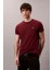 Erkek Regular Fit Monogram Nakışlı T-Shirt - Bordo 1
