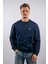 Erkek Regular Fit Monogram Nakışlı Sweatshirt - Lacivert 1
