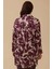 Kadın Büyük Beden Desenli Gömlek Tunik - Mürdüm 2