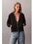 Kadın Regular Fit Fermuarlı Kapüşonlu Sweatshirt - Siyah 1