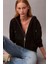 Kadın Regular Fit Fermuarlı Kapüşonlu Sweatshirt - Siyah 4