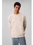Erkek Regular Fit Monogram Nakışlı Sweatshirt - Krem 1
